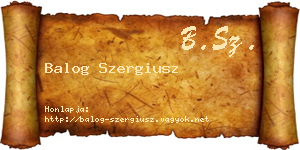 Balog Szergiusz névjegykártya